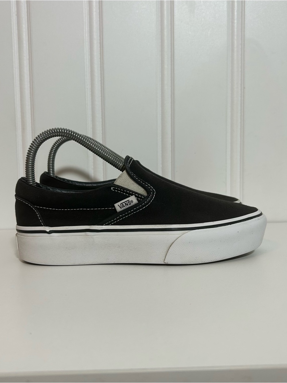 Vans slip on platform lift black white fair condition women’s 7